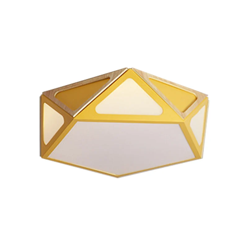 Plafonnier géométrique tendance en acrylique blanc/rose/jaune LED monté au plafond en lumière chaude/blanche, 40,6 cm/49,5...