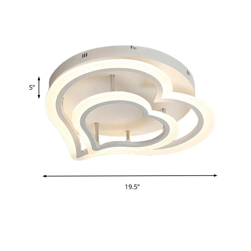 Plafonnier romantique en forme de cœur, finition blanche en acrylique, luminaire décoratif d'intérieur, excellent pour une...