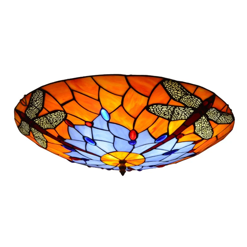 Plafonnier rustique Tiffany en forme de bol en vitrail, luminaire décoratif d'intérieur, excellent pour un salon ou des es...