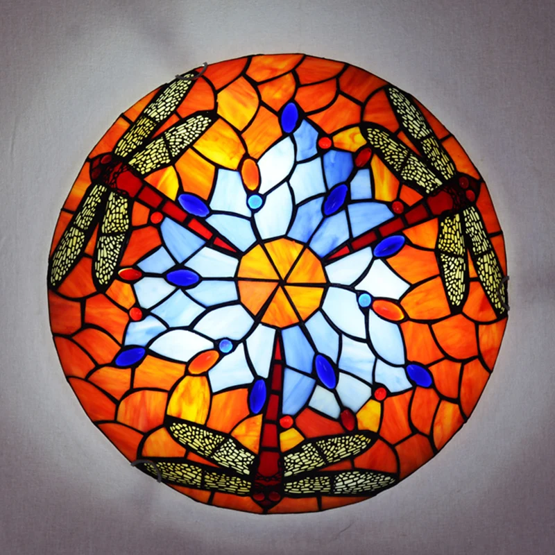 Plafonnier rustique Tiffany en forme de bol en vitrail, luminaire décoratif d'intérieur, excellent pour un salon ou des es...