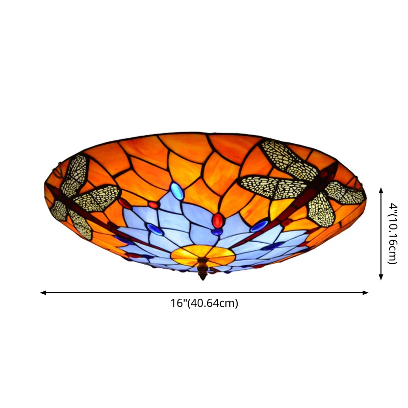 Plafonnier rustique Tiffany en forme de bol en vitrail, luminaire décoratif d'intérieur, excellent pour un salon ou des es...
