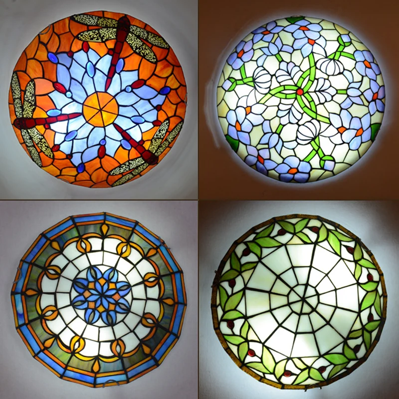 Plafonnier rustique Tiffany en forme de bol en vitrail, luminaire décoratif d'intérieur, excellent pour un salon ou des es...