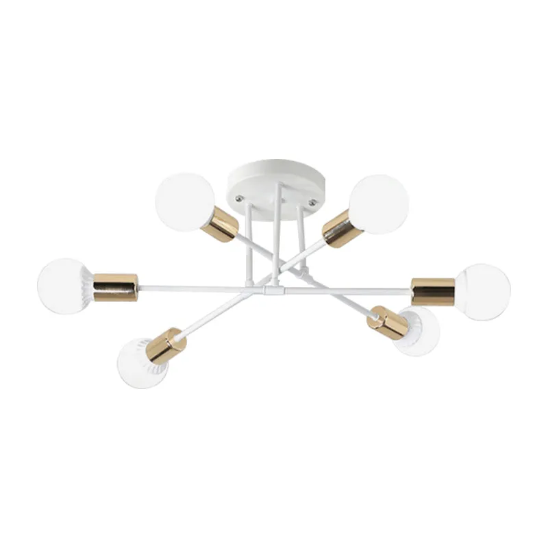 Plafonnier Semi-encastré à lignes croisées en métal nordique, 6 lumières, noir/blanc, luminaire de plafond pour chambre à...