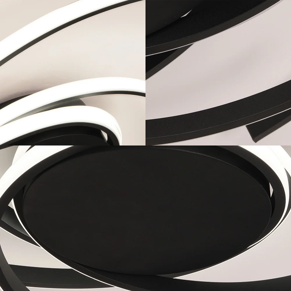 Plafonnier torsadé de 22 "/ 29,5" de spacieux, en acrylique contemporain, LED blanc/noir, plafonnier encastré en lumière b...