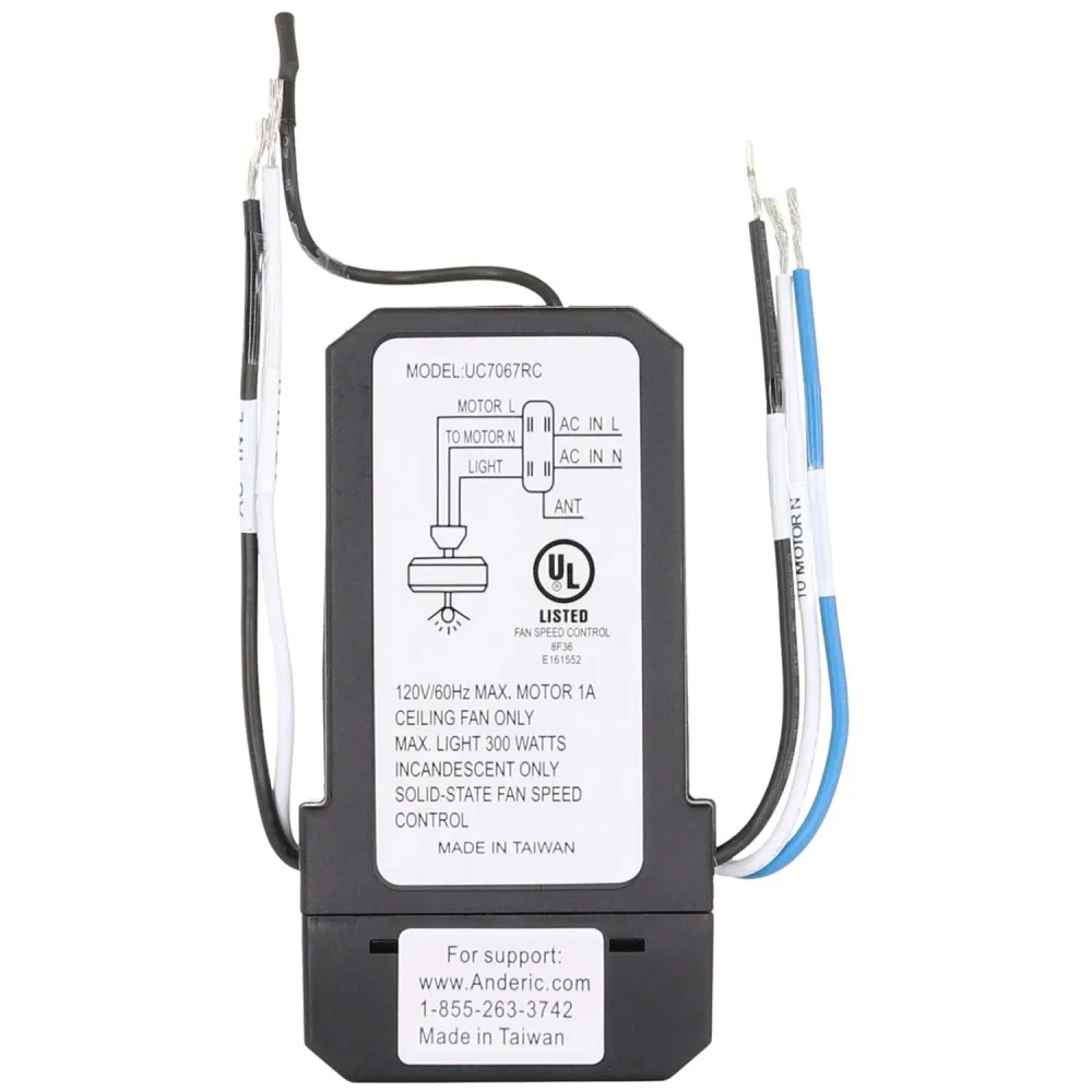 Récepteur Anderic UC7067FMRX pour ventilateur de plafond Hampton Bay