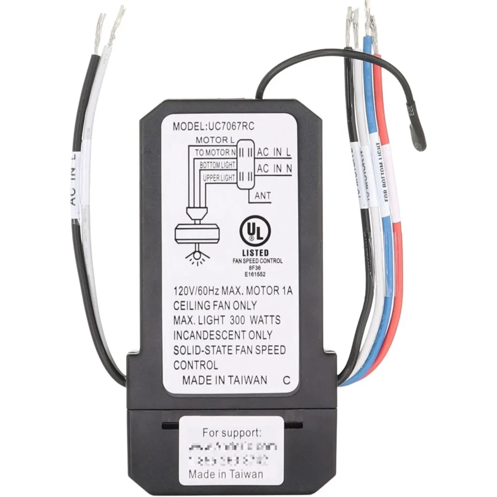 Récepteur de ventilateur de plafond de remplacement Anderic UC7067GMRX / UC7067RYGA pour Hampton Bay