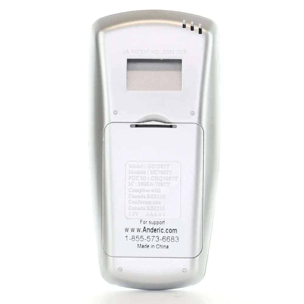 Télécommande Anderic UC7087TR avec fonction marche arrière pour ventilateur de plafond Hampton Bay - RR7087TR