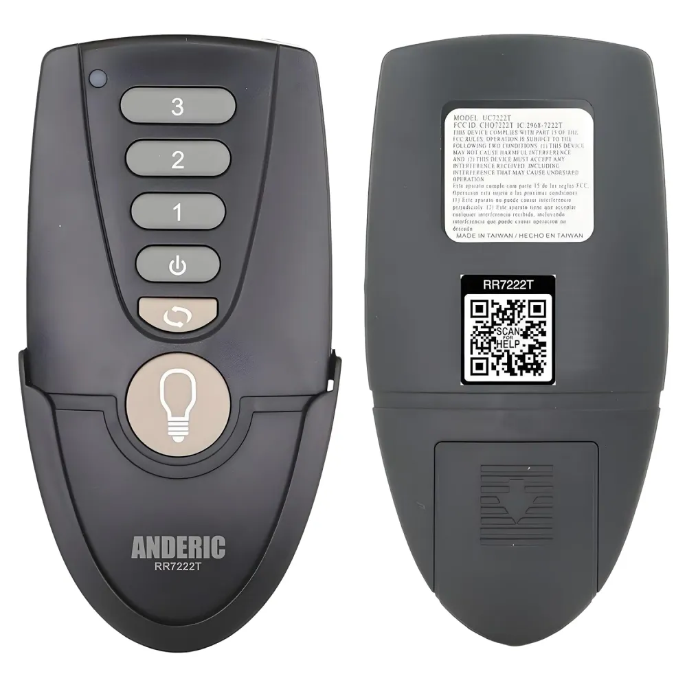 Télécommande Anderic UC7222T/CHQ7222T pour ventilateur de plafond Hampton Bay