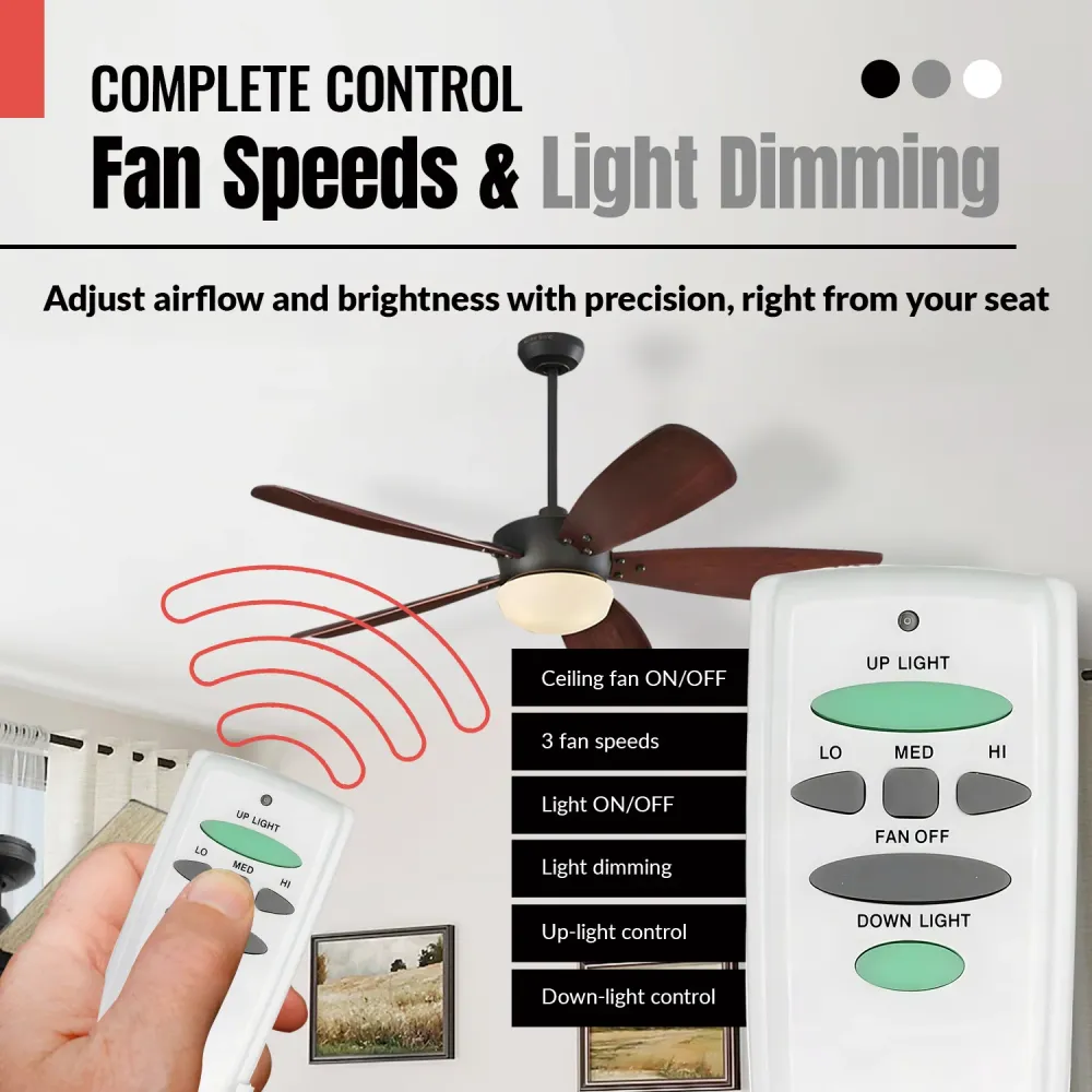 Télécommande pour ventilateur de plafond Anderic RR7078TUDL (UC7078T) avec éclairage haut/bas