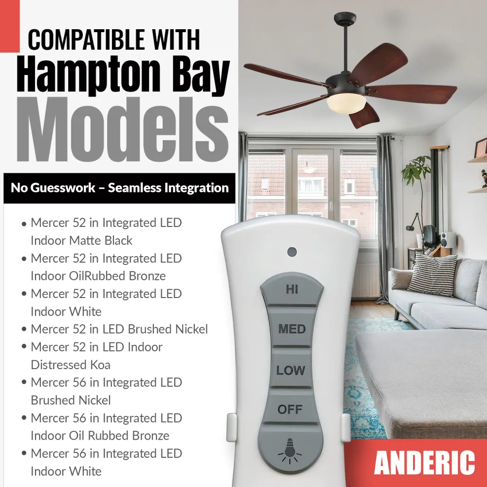 Télécommande de ventilateur de plafond Anderic RR7216T Élégant Style pour UC7216T CHQ7216T