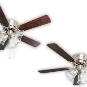 Ventilateur de plafond extra plat Pepeo Kisa Deluxe Pales nickel brossé palissandre / noyer noir avec éévidentage 10562019...