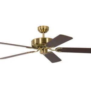 Ventilateur de plafond Pepeo Potkuri laiton satiné / noyer 132 cm avec chaînette 13332010132v1 choisir à bas prix