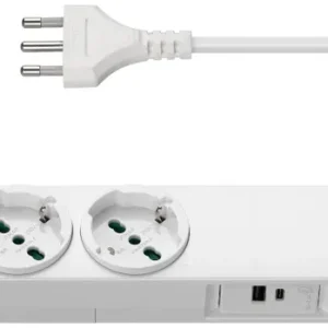 MULTIPRESA 4 USCITE +USBA +USBC +CAVO DA 2MT BIANCO VIMAR 01296.2USB.CC.B Longueur 10 mètres