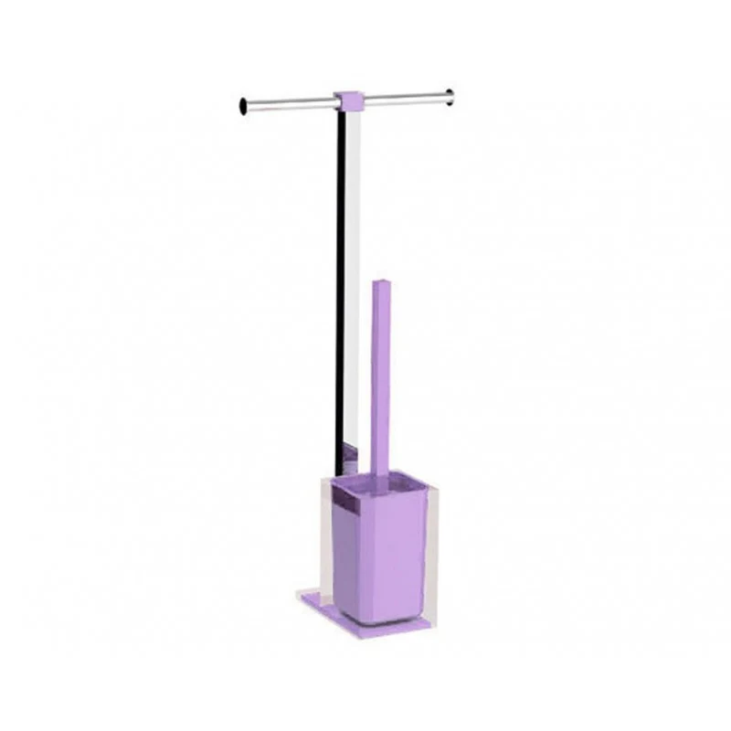 Piantana portarotolo et balayette WC en acier inoxydable Gedy série Arc-en-ciel - Lilas