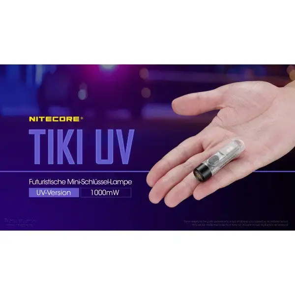 Longue Durée de Vie NITECORE TORCHE LED TIKI UV, 1 000 mW (batterie incluse)
