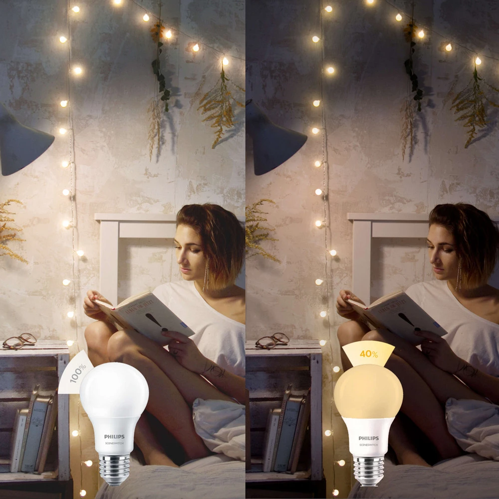 Philips SceneSwitch E27 Ampoule LED 8W 2.700K mate