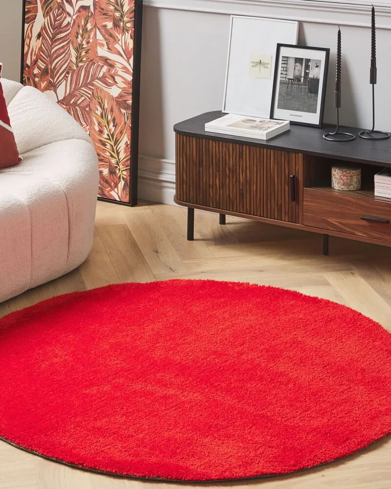 Vloerkleed tissu synthétique rood ⌀ 140 cm DEMRE