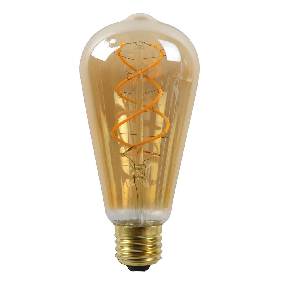 Ampoule LED E27 ST64 4 W 2 200 K ambre capteur avec culot bi-pin
