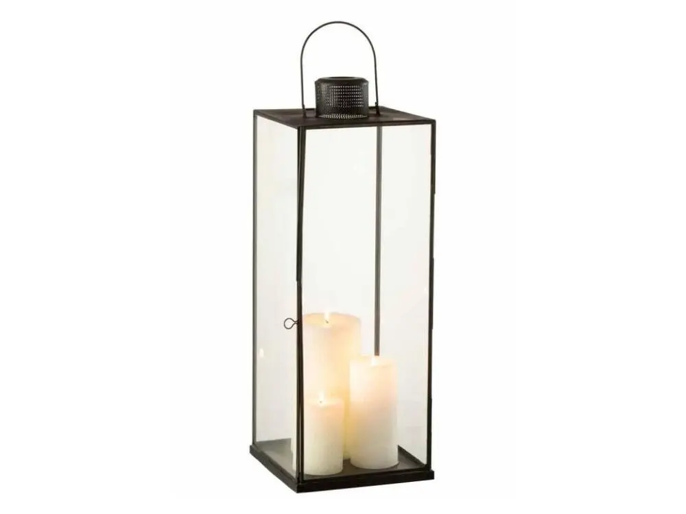Économie d'Énergie Lanterne Design en Verre "Filona" 50cm Cuivre étain