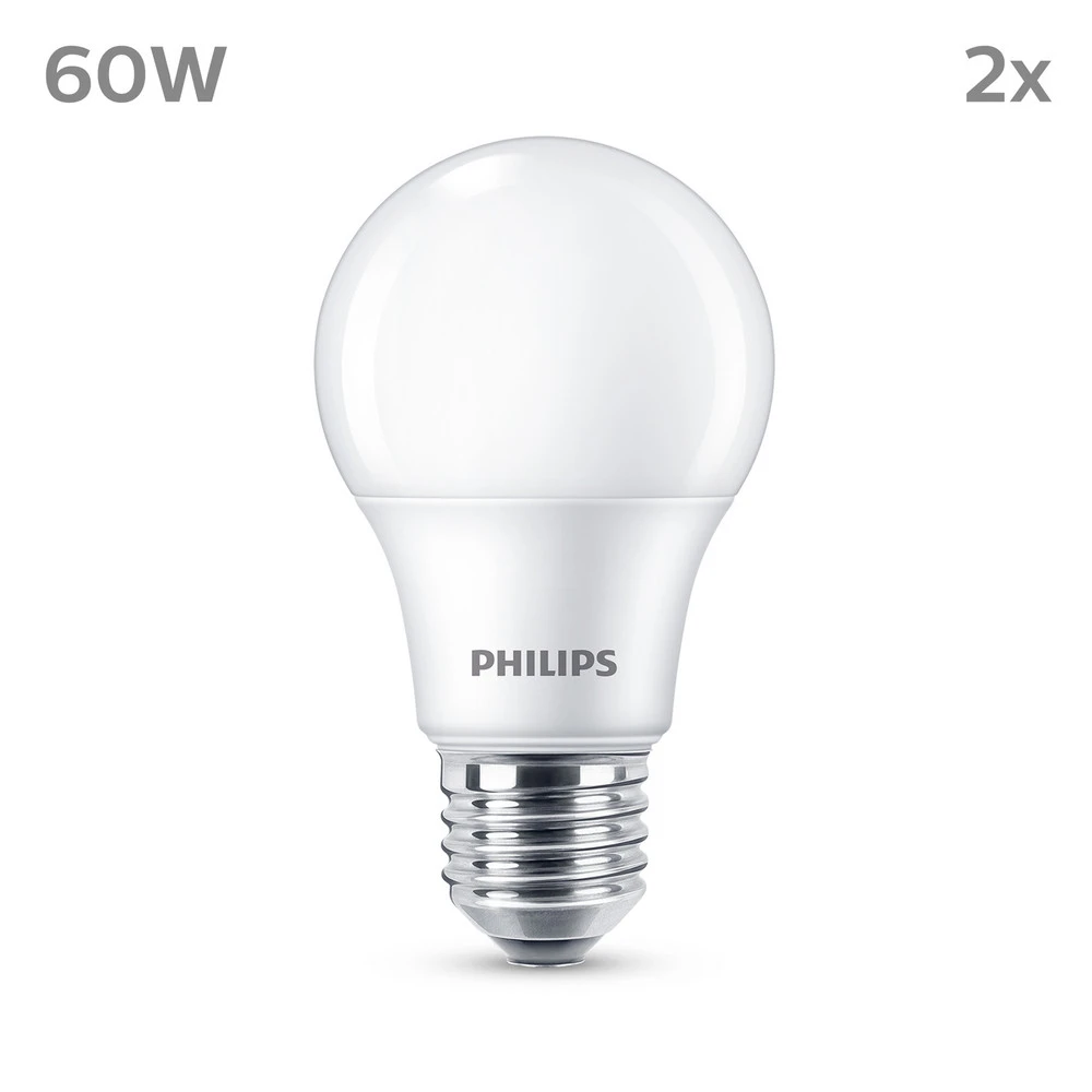Économie d'Énergie Philips ampoule LED E27 8W 806lm 2 700K mate x2