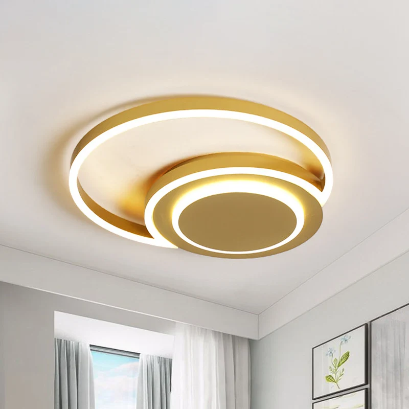 Halbmondförmige Schlafzimmer-Deckenleuchte aus Acryl, moderne 18"/21,5" breite LED-Einbauleuchte Doré