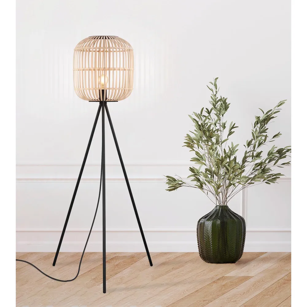 Haute Luminosité Lampadaire bambou naturel BORDESLEY E27 1X28W