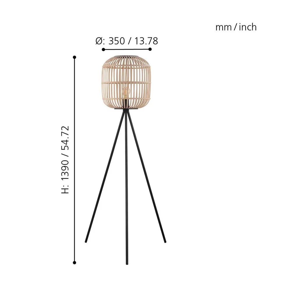Haute Luminosité Lampadaire bambou naturel BORDESLEY E27 1X28W