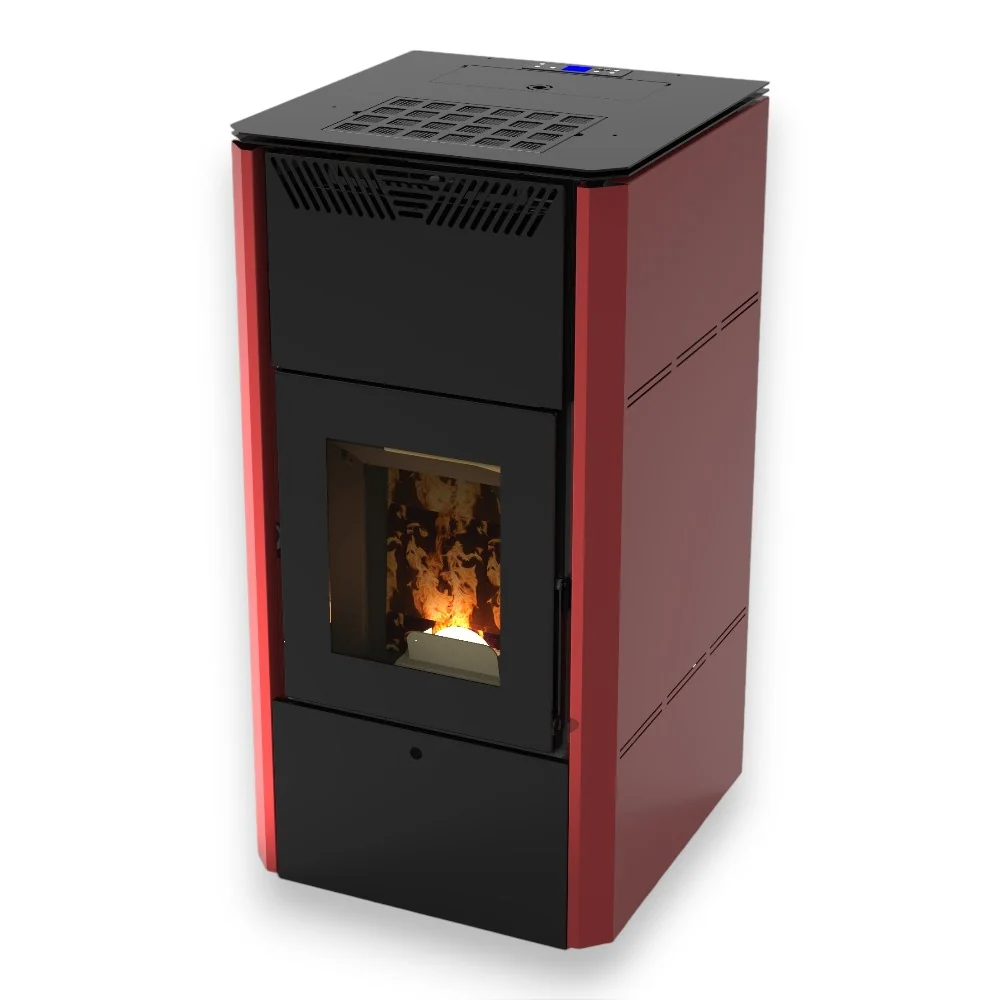Idrostufa stufa pellet acciaio 28 kw bordeaux e nera + Corvara 32V