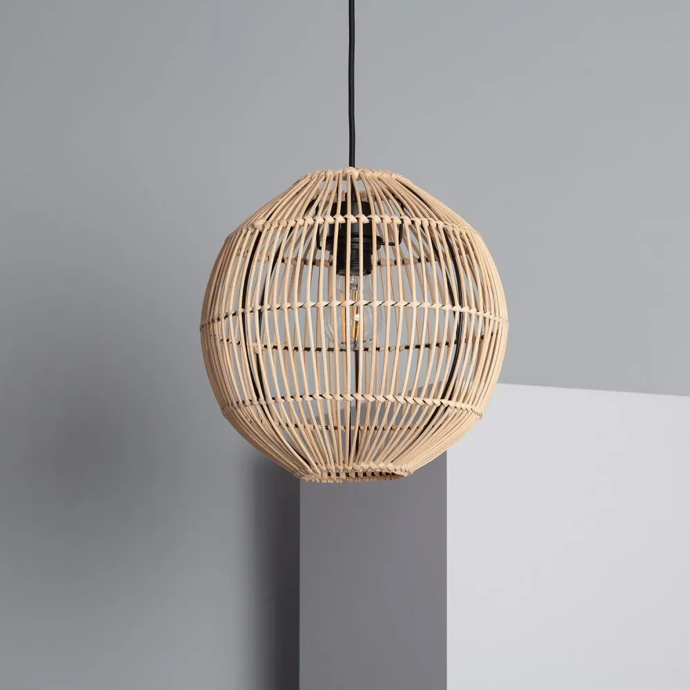 Lampe suspendue Arawa avec abat-jour en rotin et ampoules LED Haute pression de gaz