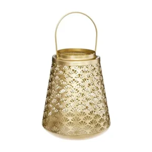 Lanterne en Métal Doré et ajouré D 17 x H 20 cm avec lumière blanche intense