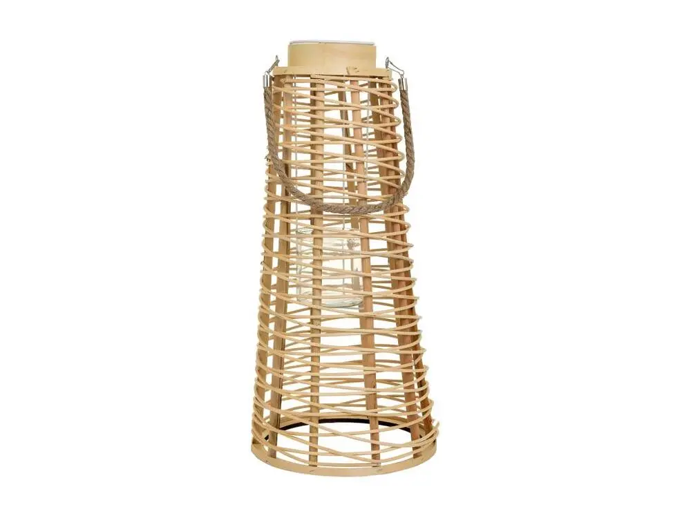 Lanterne photophore en rotin marron d26,5x56h
