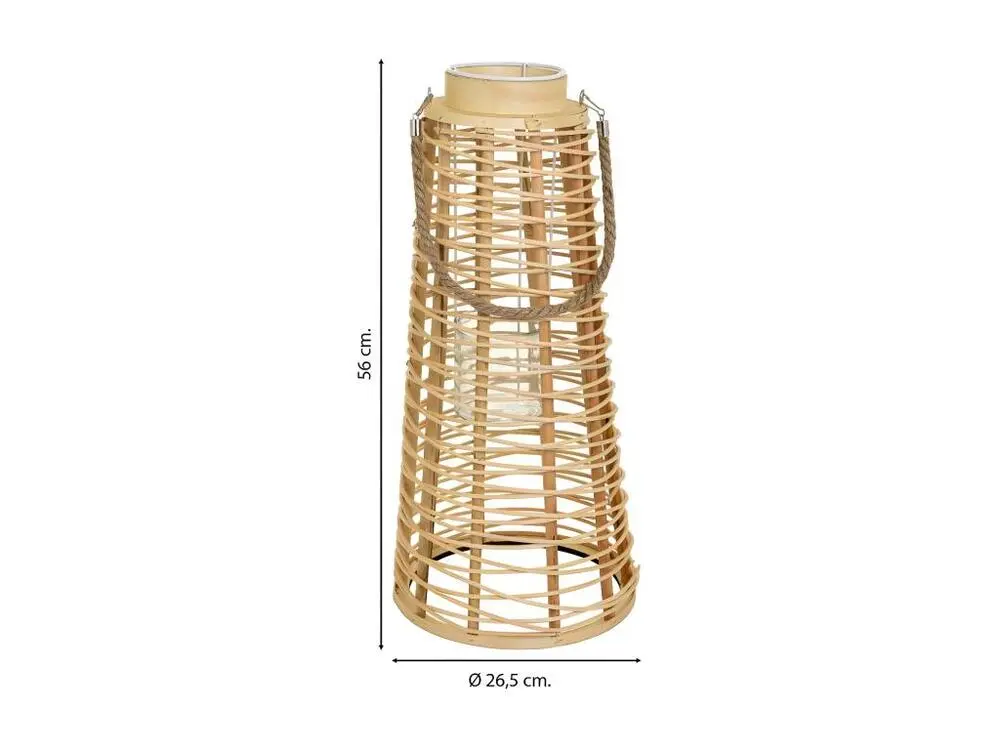 Lanterne photophore en rotin marron d26,5x56h