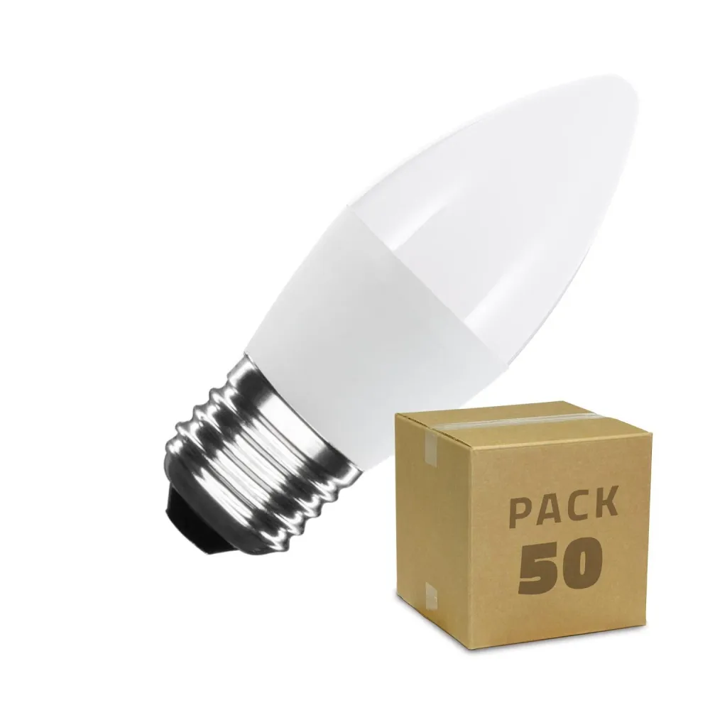 Lot de 50 ampoules LED E27 C37 5W lumière blanche neutre - Compatible Universelle