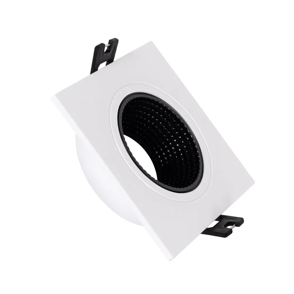 Spot carré orientable interopérable ampoule LED GU10/GU5.3, découpe 80mm