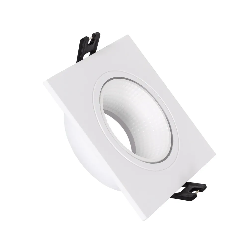 Spot carré orientable interopérable ampoule LED GU10/GU5.3, découpe 80mm