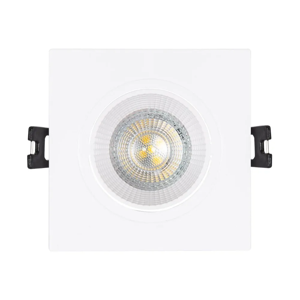Spot carré orientable interopérable ampoule LED GU10/GU5.3, découpe 80mm