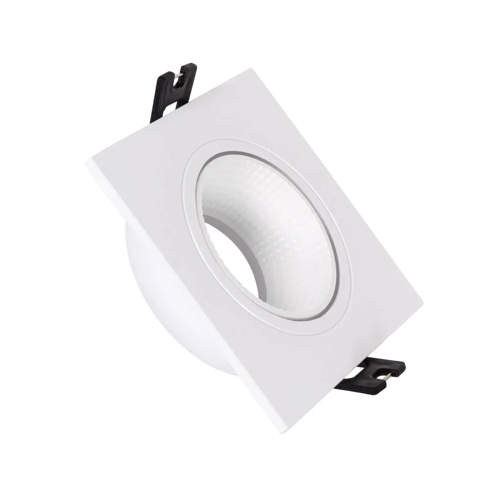 Spot carré orientable interopérable ampoule LED GU10/GU5.3, découpe 80mm