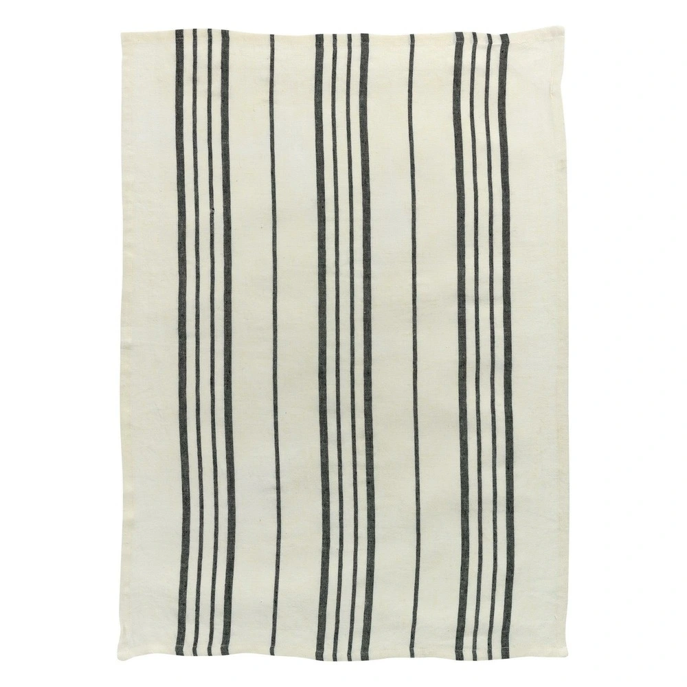 Torchon rayé karma ecru/noir 55 x 75 cm avec culot bi-pin