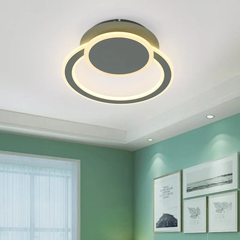 Weiß/grüne Hoop-LED-Unterputzleuchte, schlichte Deckenbeleuchtung aus Metall warmem/weißem Licht für Schlafzimmer | 6000K...