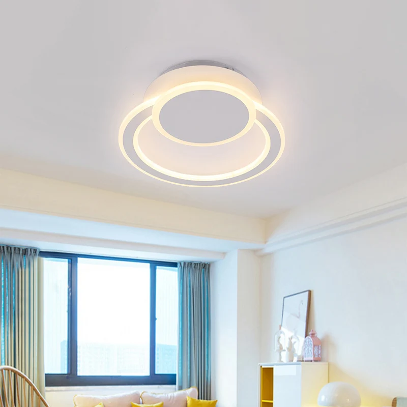 Weiß/grüne Hoop-LED-Unterputzleuchte, schlichte Deckenbeleuchtung aus Metall warmem/weißem Licht für Schlafzimmer | 6000K...