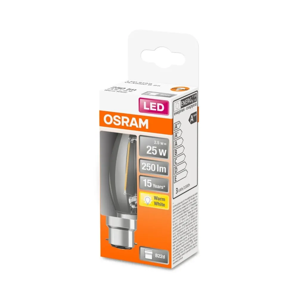 FLAMME LED 2.5W B22 FILAMENT BOUILLANT avec culot GU10