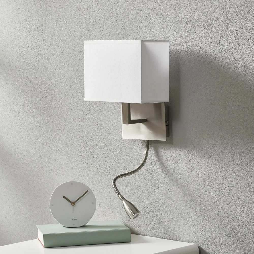 Applique 6519 avec liseuse LED, argentée satinée avec bras réglable