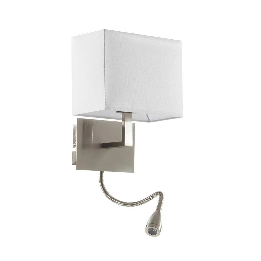 Applique 6519 avec liseuse LED, argentée satinée avec bras réglable