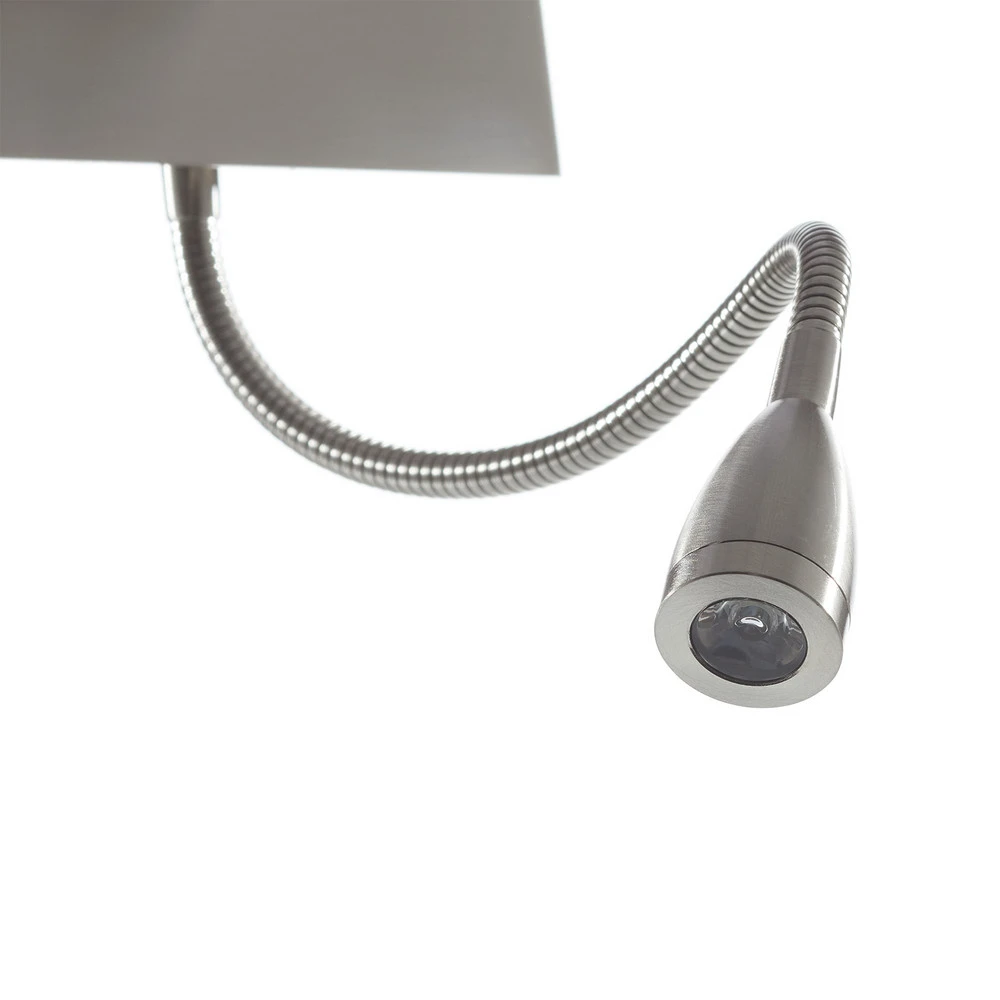 Applique 6519 avec liseuse LED, argentée satinée avec bras réglable