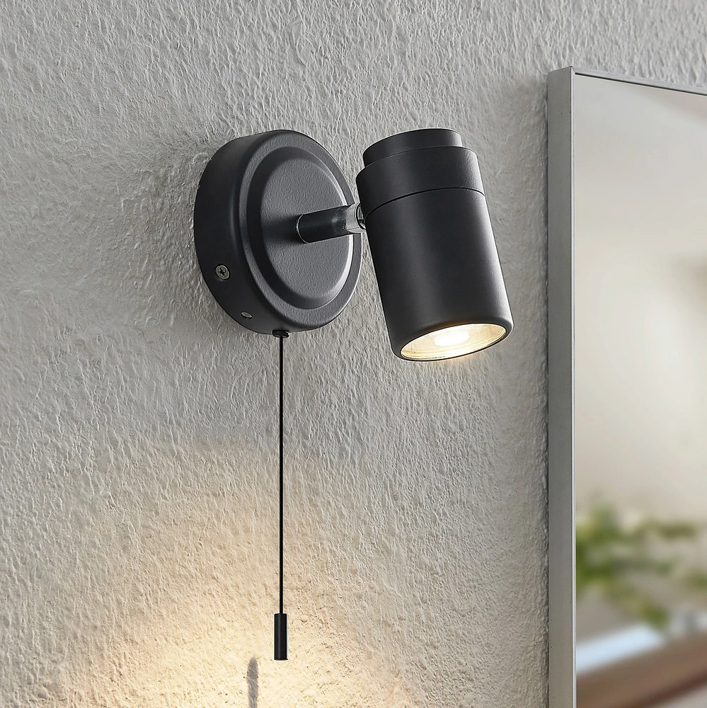 Applique à bras Applique murale Lindby Remilan, noir, acier, Ø 5,3 cm