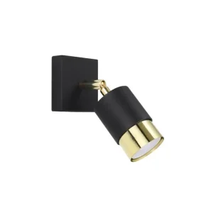 Applique contemporain en acier - 1 sources lumineuses - L.8 x H.16 cm - noir / doré