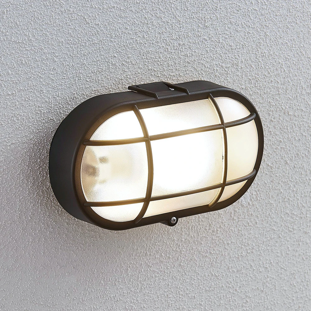 Applique d'extérieur Alisha, ovale, noir pour miroir de salle de bain