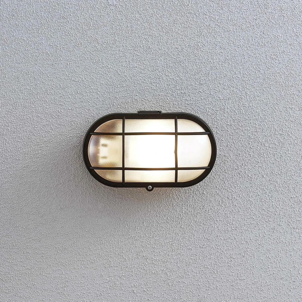 Applique d'extérieur Alisha, ovale, noir pour miroir de salle de bain
