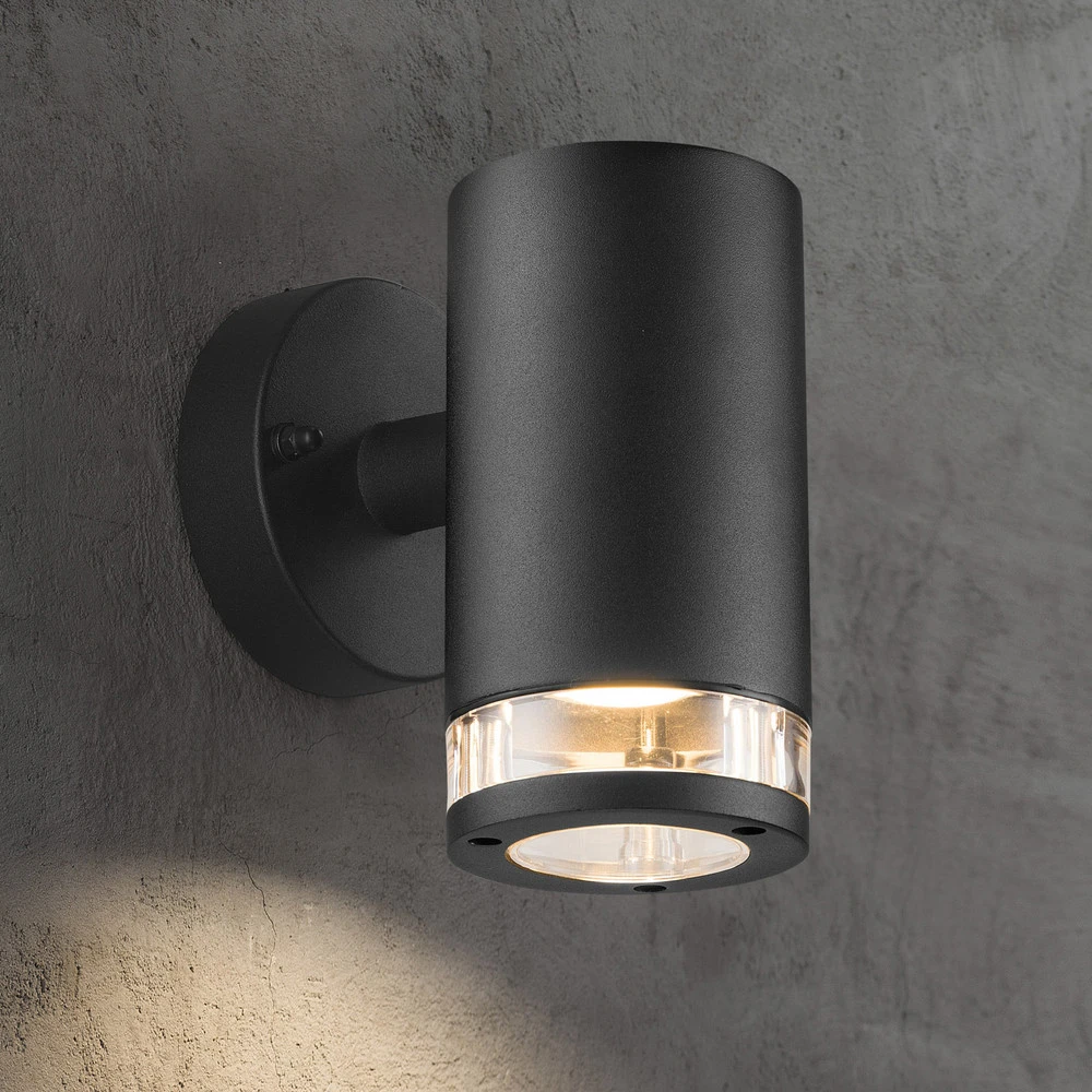 Applique d'extérieur Birk, à 1 lampe, noire pour salle de bain IP44