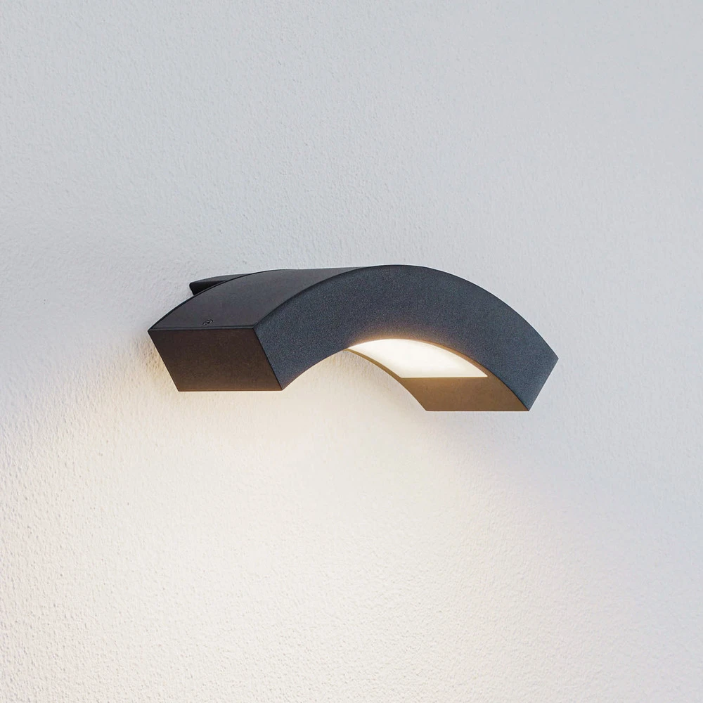 Applique d'extérieur LED Lennik courbée avec interrupteur intégré